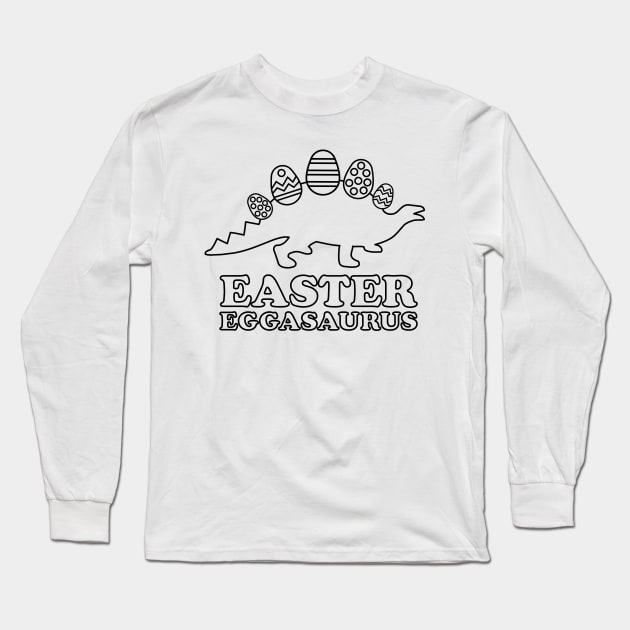 Easter Coloring Book Style - Color Your Own Dinosaur Long Sleeve T-Shirt by PodDesignShop